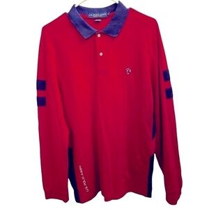 U.S. Polo Assn. Red Polo Shirt‎ Collared Long Sleeve 100% Cotton Size Medium